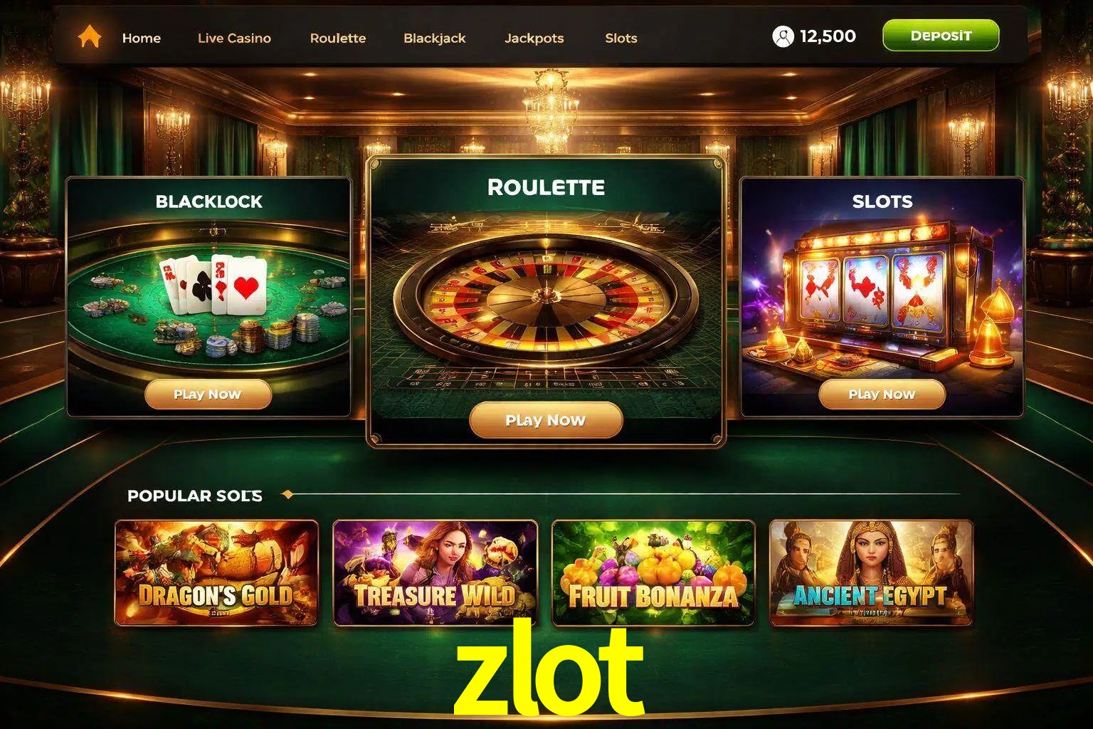 Vista de la plataforma zlot Casino mostrando categorías organizadas de juegos en línea